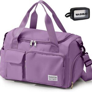 Small Gym Bag for Women, Travel Duffle Bag Carry On Weekender Bag with Shoe Comp